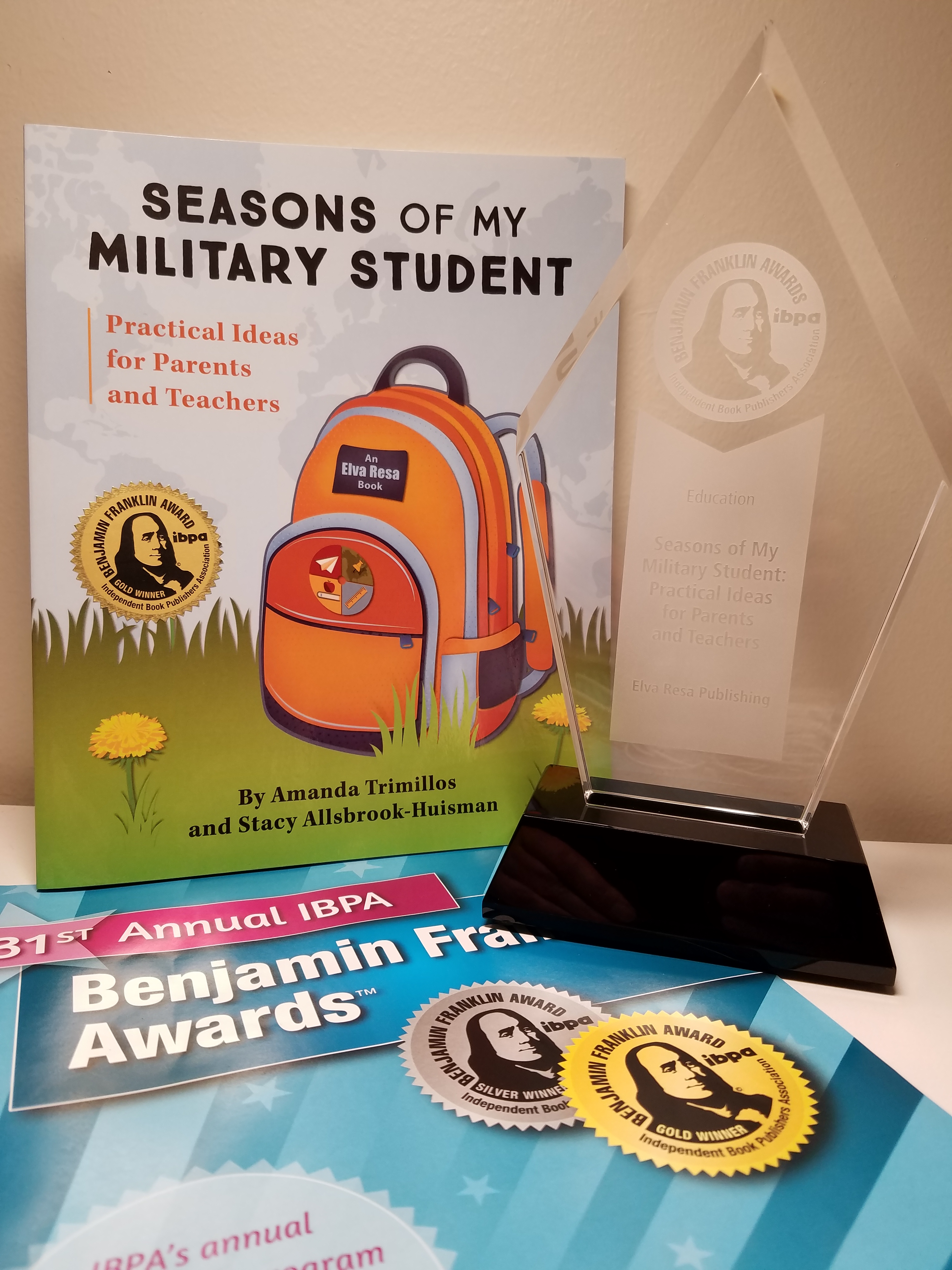 Seasons of My Military Student, an Elva Resa book, won the gold in the education category in the 2019 IBPA Benjamin Franklin Awards