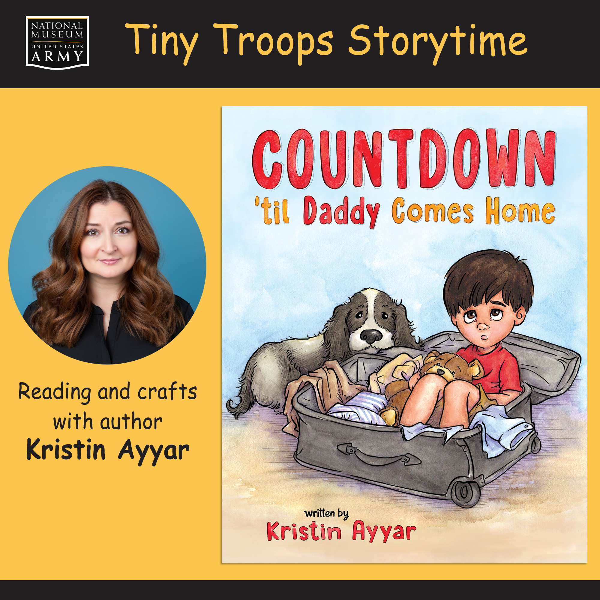 Museum-US-Army_Countdown-storytime_2025-4 Storytime at the National Museum of the United States Army with Kristin Ayyar, author of Countdown 'til Daddy Comes Home, published by Elva Resa