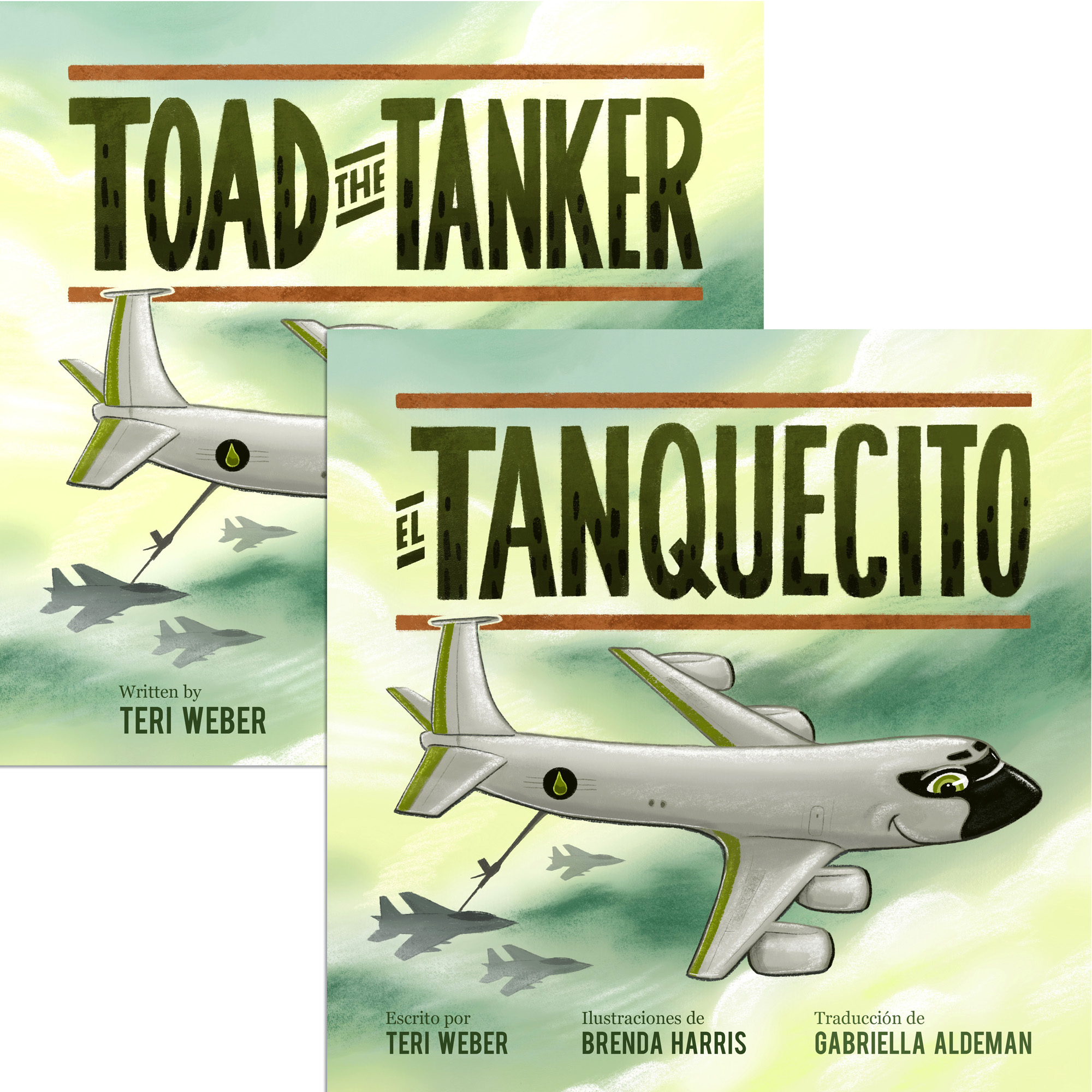 Toad the Tanker (English) and El Tanquecito (Spanish) picture books by Teri Weber, illustrated by Brenda Harris, translated by Gabriella Aldeman, published by Elva Resa